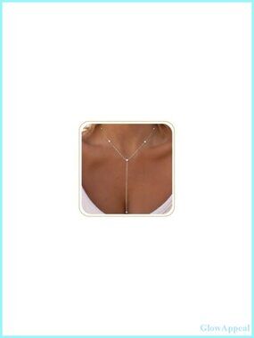 14K Gold Plated Brass Dainty Y Lariat Necklace for Women Layering